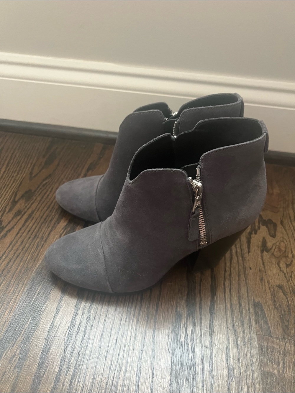 Rag & Bone Women's Gray Suede Ankle Booties with Side Zipper